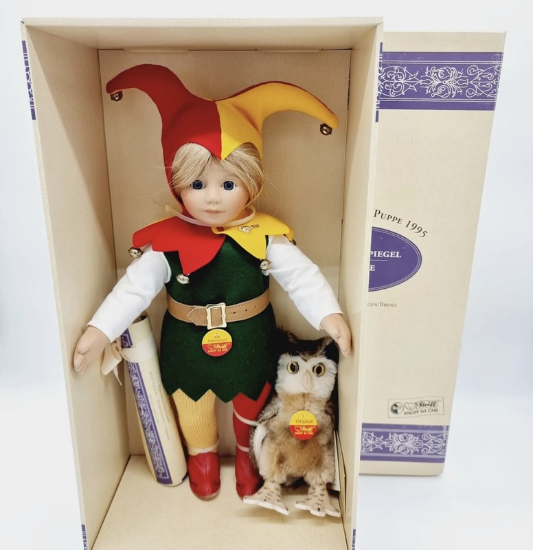 Steiff Till Eulenspiegel mit Eule 701184 limitierte Edition 600 Puppe 1995