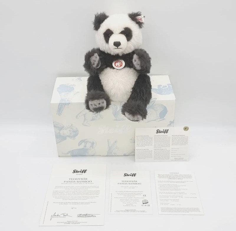 Steiff Teddybär Panda Bamboo schwarz-weiß 26 cm limitiert EAN 036187 Tier OVP