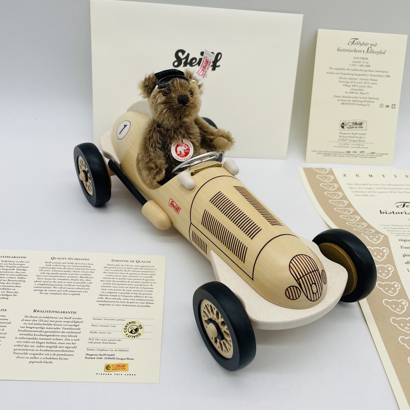 Steiff Teddybär mit historischem Silberpfeil 038358 limitiert 1500 aus 2008 12cm