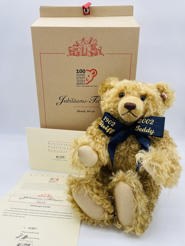Steiff Jubiläums-Teddybär 670985 blond 44 cm Limitiert Edition 2002 Zertifikat