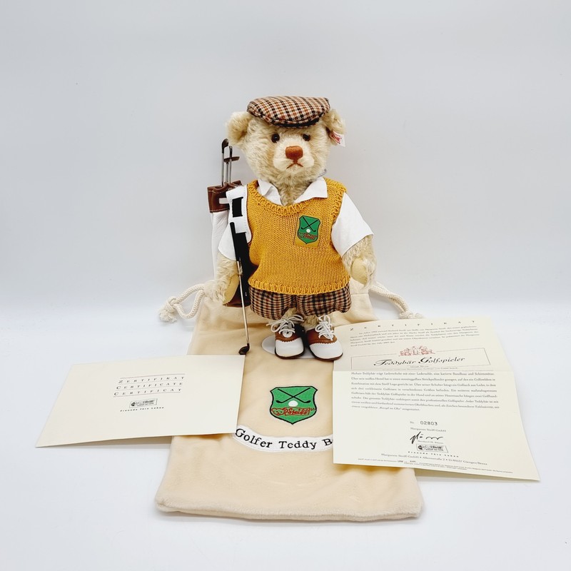 Steiff Teddybär Golfspieler 32 cm limitiert 670671 Staubbeutel 2001 Zertifikat